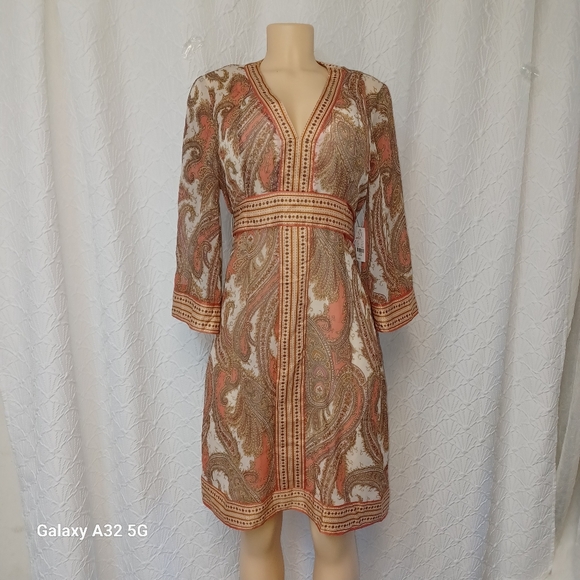 New York & Company Dresses & Skirts - New York & Company New Dress Women Size L Multicolor Paisley Long Sleeve Dress